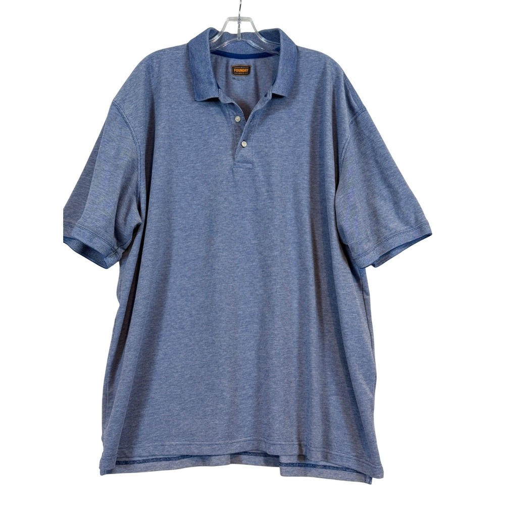 The Foundry Supply Co Mens 3XL Blue Heather Short Sleeve Pique Cotton Polo Shirt